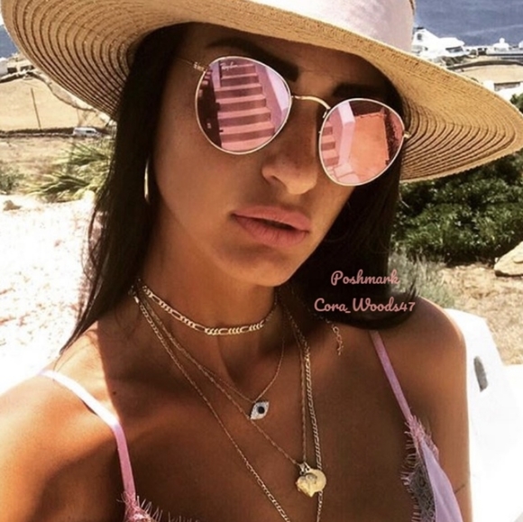 RayBan Round Metal Pink Flash Lenses RB3447 Gold Frame Unisex New - Picture 13 of 15